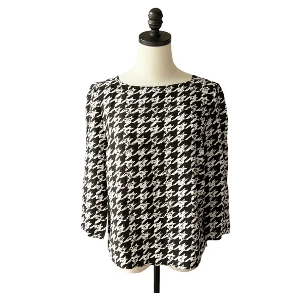 Hobbs Floretta Houndstooth Check Blouse | US 6 - Picture 2 of 10